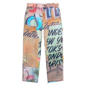 STÜSSY ALFONZO GONZALEZ JR. PAINTED CANVAS WORK PANTS 34W MEGA UBER RARE BNWT!!!
